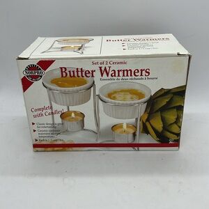 Norpro Ceramic Butter Warmer Stands set of 2 NIB